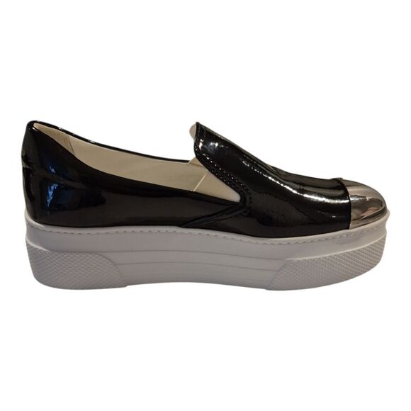 Miu Miu Metallic Cap Toe Patent Platform slip on Sneakers Black 37.5 7.5 Womens - Picture 6 of 14
